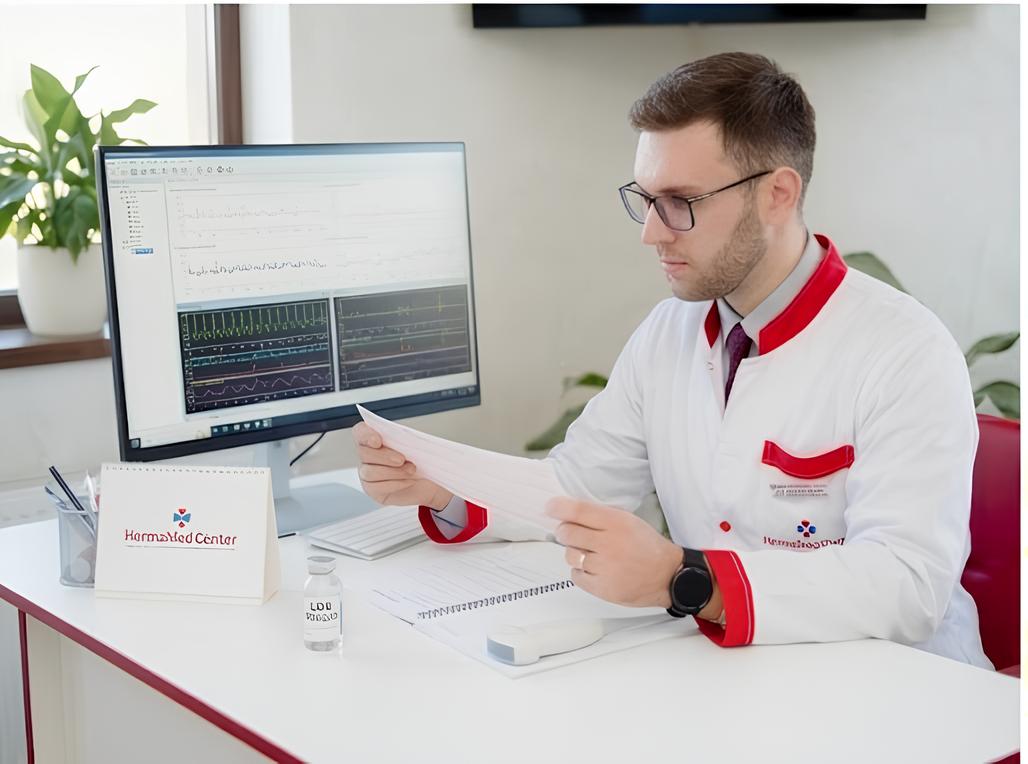 Dr. Popescu Eduard analizand date cardiace